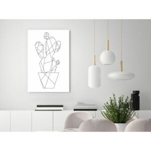 Canvas Print Black and White: Sketch of Cactus (1 Part) Vertical