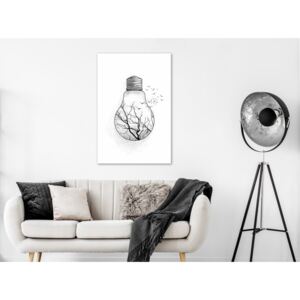 Canvas Print Black and White: Winter Birds (1 Part) Vertical