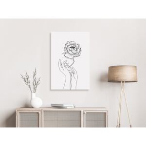 Canvas Print Black and White: Delicate Flower (1 Part) Vertical