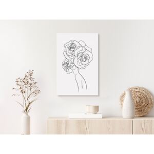 Canvas Print Black and White: Fancy Roses (1 Part) Vertical