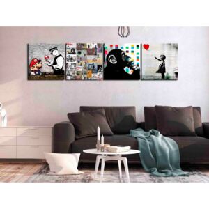 Canvas Print For Teenagers: Banksy Collage (4 Parts)