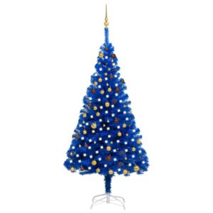 Artificial Christmas Tree with LEDs&Ball Set Blue 210 cm PVC