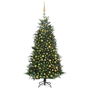 Artificial Christmas Tree LEDs&Ball Set Green 240 cm PVC&PE