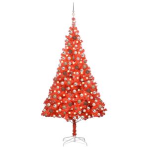 Artificial Christmas Tree with LEDs&Ball Set Red 240 cm PVC
