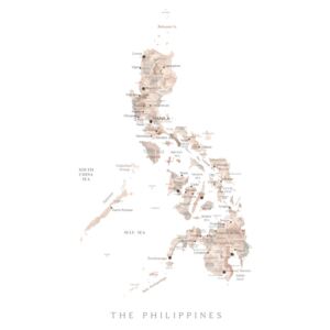 Map Map of the Philippines in neutral watercolor, Blursbyai