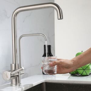 360° Rotatable Brushed Nickel Kitchen Tap