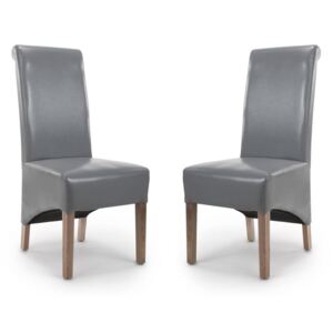Bonded Grey Leather Dining Chair in Pair