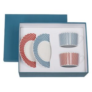 Madison 6 Teacup - / Boxed set of 2 cups + saucers - Limoges porcelain by Christofle Blue/Red