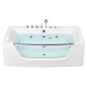 Whirlpool Bath White Sanitary Acrylic Single 170 x 80 cm 9 Jet Rectangular Modern Style Beliani