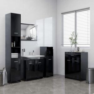VidaXL 4 Piece Bathroom Furniture Set High Gloss Black