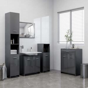 VidaXL 4 Piece Bathroom Furniture Set High Gloss Grey