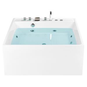 Hot Tub White Acrylic Hydromassage Bath Whirlpool 2 Seater 130 x 130 cm Beliani