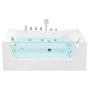 Corner Whirlpool Bath White Sanitary Acrylic Right Hand 170 x 80 cm tempered glass panel Beliani
