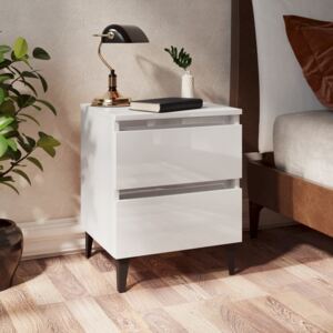 VidaXL Bed Cabinet High Gloss White 40x35x50 cm Chipboard
