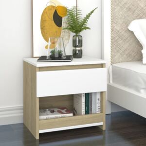 VidaXL Bedside Cabinet White and Sonoma Oak 40x30x39 cm Chipboard