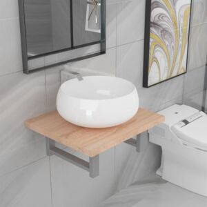 VidaXL Two Piece Bathroom Furniture Set Ceramic Oak