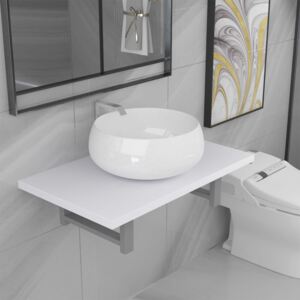 VidaXL Two Piece Bathroom Furniture Set Ceramic White