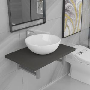 VidaXL Two Piece Bathroom Furniture Set Ceramic Grey