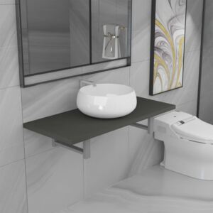 VidaXL Two Piece Bathroom Furniture Set Ceramic Grey