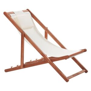 Beliani Wooden Folding Deck Chair Beige AVELLINO