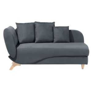 Beliani Left Hand Fabric Chaise Lounge with Storage Dark Grey MERI