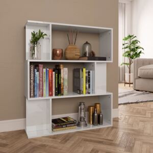 VidaXL Book Cabinet/Room Divider High Gloss White 80x24x96 cm Chipboard