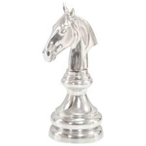 VidaXL Chess Horse Sculpture Solid Aluminium 54 cm Silver