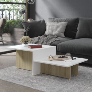 VidaXL Coffee Table Sonoma Oak and White 111.5x50x33 cm Chipboard