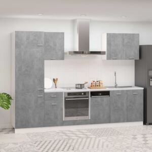 VidaXL 7 Piece Kitchen Cabinet Set Concrete Grey Chipboard
