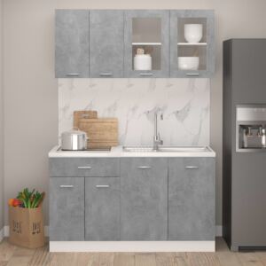 VidaXL 4 Piece Kitchen Cabinet Set Concrete Grey Chipboard