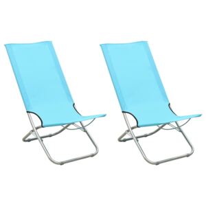 VidaXL Folding Beach Chairs 2 pcs Turquoise Fabric