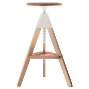 Tom Adjustable bar stool - Pivoting - Wood & plastic by Magis White/Natural wood