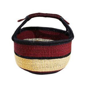 Bolga Basket - / Hand-braided natural fibre - Ø 38 x H 27 cm by Maison Sarah Lavoine Red