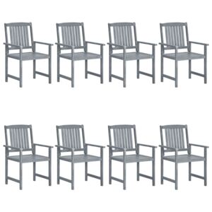 VidaXL Garden Chairs 8 pcs Solid Acacia Wood Grey