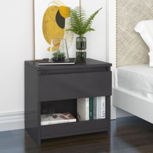 VidaXL Bedside Cabinet High Gloss Grey 40x30x39 cm Chipboard