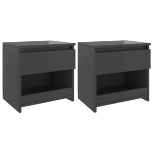 VidaXL Bedside Cabinets 2 pcs High Gloss Grey 40x30x39 cm Chipboard