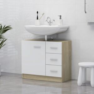 VidaXL Sink Cabinet White and Sonoma Oak 63x30x54 cm Chipboard
