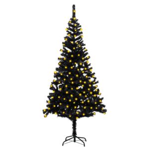 Artificial Christmas Tree with LEDs&Stand Black 180 cm PVC