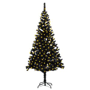 Artificial Christmas Tree with LEDs&Stand Black 210 cm PVC