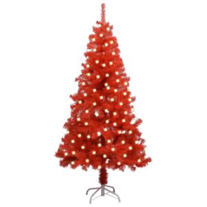 Artificial Christmas Tree with LEDs&Stand Red 120 cm PVC