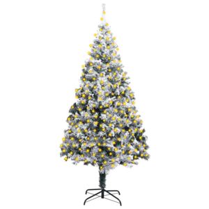 Artificial Christmas Tree with LEDs&Flocked Snow Green 300cm PVC