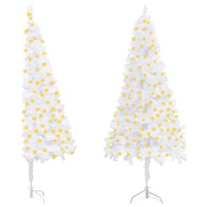 Corner Artificial Christmas Tree with LEDs White 120 cm PVC