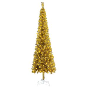 Slim Christmas Tree with LEDs Gold 120 cm