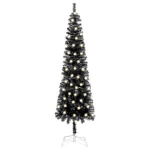 Slim Christmas Tree with LEDs Black 150 cm