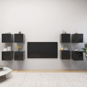 Wall Mounted TV Cabinets 8 pcs High Gloss Black 30.5x30x30 cm