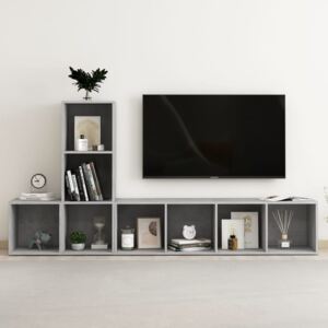 3 Piece TV Cabinet Set Concrete Grey Chipboard