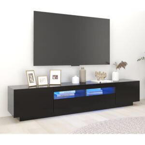 TV Cabinet with LED Lights Black 200x35x40 cm