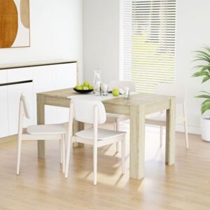 Dining Table White and Sonoma Oak 140x74.5x76 cm Chipboard