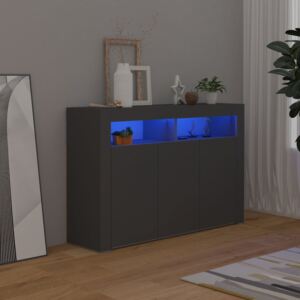 Sideboard with LED Lights Grey 115.5x30x75 cm