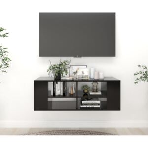 Wall-Mounted TV Cabinet Black 102x35x35 cm Chipboard